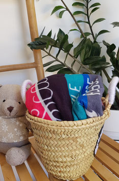Mini Panda Basket – Handwoven Seagrass with Sequin Design