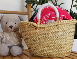 Mini Panda Basket – Handwoven Seagrass with Sequin Design