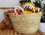 Mini Rainbow Basket – Handwoven Seagrass with Wool Rainbow