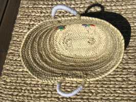 Mini Rainbow Basket – Handwoven Seagrass with Wool Rainbow