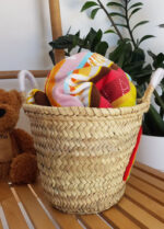 Mini Rainbow Basket – Handwoven Seagrass with Wool Rainbow