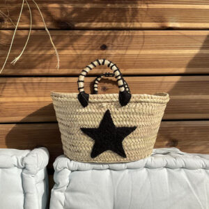 Mini Star Basket – Handwoven Seagrass with Black Wool Star