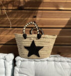 Mini Star Basket – Handwoven Seagrass with Black Wool Star