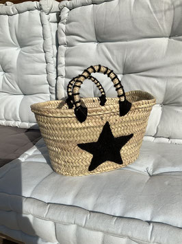 Mini Star Basket – Handwoven Seagrass with Black Wool Star