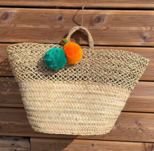 Pini Semi-Openwork Basket – Handwoven Palm Leaf Tote
