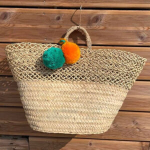 Pini Semi-Openwork Basket – Handwoven Palm Leaf Tote