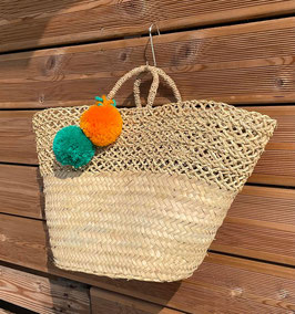 Pini Semi-Openwork Basket – Handwoven Palm Leaf Tote