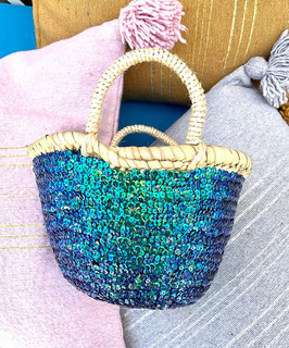 Mini Sequin Basket – Handwoven Decorative Pot Cover with Han