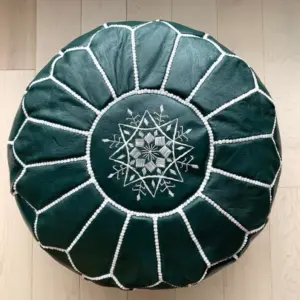 Authentic Moroccan Leather Pouf Ottoman – Handmade Full-Grai