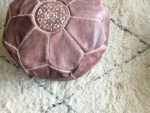 Moroccan Pouf Stool in Natural Brown Leather – Handcrafted O