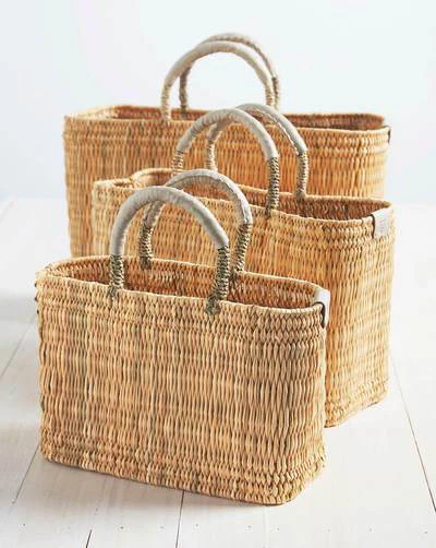 Medina Handwoven Basket Tote – Moroccan Straw Bag in 3 Sizes
