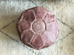 Moroccan Pouf Stool in Natural Brown Leather – Handcrafted O