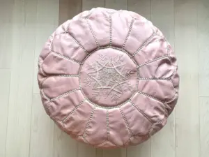 Handmade Moroccan Leather Pouf Ottoman – Full-Grain Lambskin