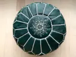 Authentic Moroccan Leather Pouf Ottoman – Handmade Full-Grai