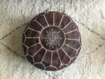 Handmade Moroccan Brown Leather Pouf – 53x30 cm Ottoman Seat