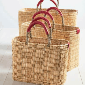 Medina Handwoven Basket Tote – Moroccan Straw Bag in 3 Sizes