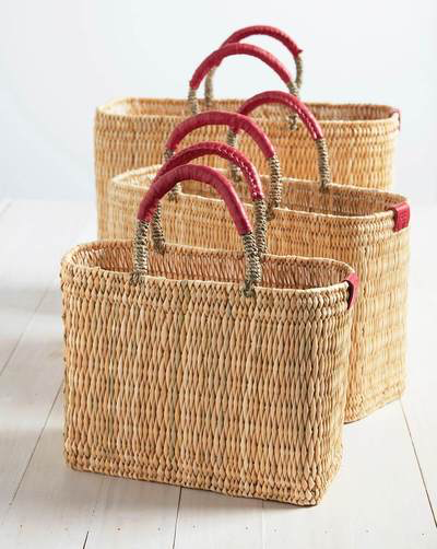 Medina Handwoven Basket Tote – Moroccan Straw Bag in 3 Sizes