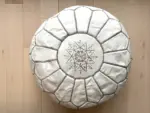Handmade Moroccan Leather Pouf – Round Ottoman Footstool (20