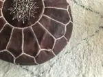 Handmade Moroccan Brown Leather Pouf – 53x30 cm Ottoman Seat