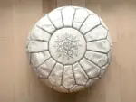 Handmade Moroccan Leather Pouf – Round Ottoman Footstool (20