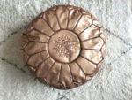 Moroccan Pouf in Bronze Faux Leather – Vegan Handcrafted