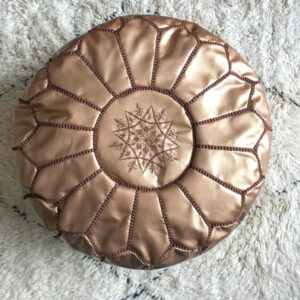 Moroccan Pouf in Bronze Faux Leather – Vegan Handcrafted