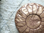 Moroccan Pouf in Bronze Faux Leather – Vegan Handcrafted