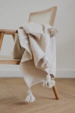 Pom Pom Wool Throw Blanket – Handwoven Moroccan Blanket