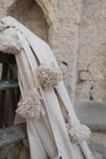 Pom Pom Wool Throw Blanket – Handwoven Moroccan Blanket