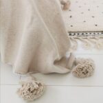 Pom Pom Wool Throw Blanket – Handwoven Moroccan Blanket
