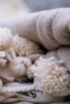 Pom Pom Wool Throw Blanket – Handwoven Moroccan Blanket