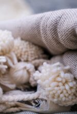 Pom Pom Wool Throw Blanket – Handwoven Moroccan Blanket