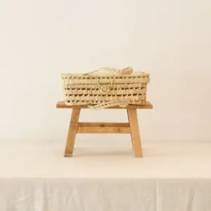 Flat Handwoven Raffia Briefcase – Natural Gift Basket