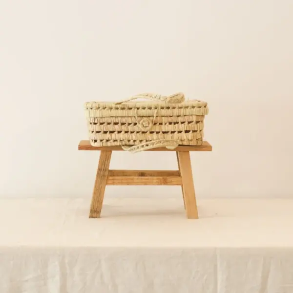 Flat Handwoven Raffia Briefcase – Natural Gift Basket