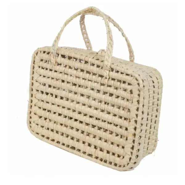 Flat Handwoven Raffia Briefcase – Natural Gift Basket
