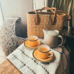Handwoven Reed Basket with Brown Leather Handles – 3 Sizes