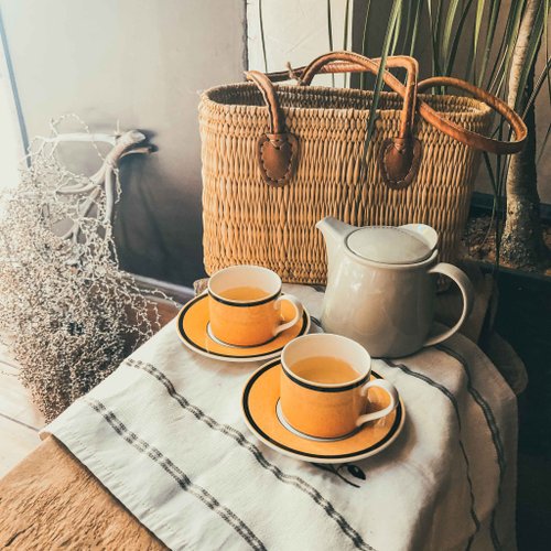 Handwoven Reed Basket with Brown Leather Handles – 3 Sizes
