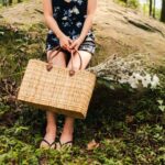 Handwoven Reed Basket with Brown Leather Handles – 3 Sizes
