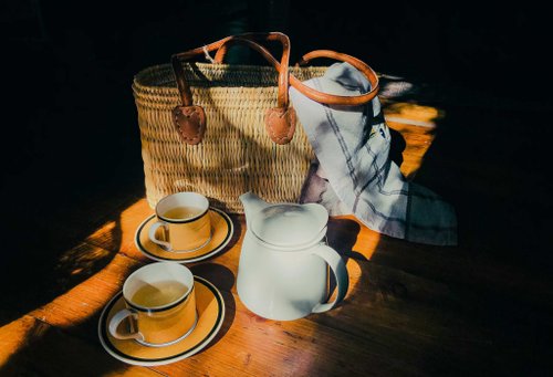 Handwoven Reed Basket with Brown Leather Handles – 3 Sizes