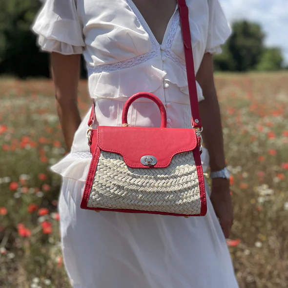 Rio Woven Palm and Leather Bag – Handmade Rectangular Summer
