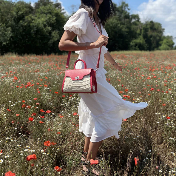 Rio Woven Palm and Leather Bag – Handmade Rectangular Summer