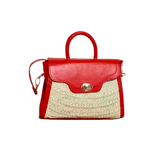 Rio Woven Palm and Leather Bag – Handmade Rectangular Summer