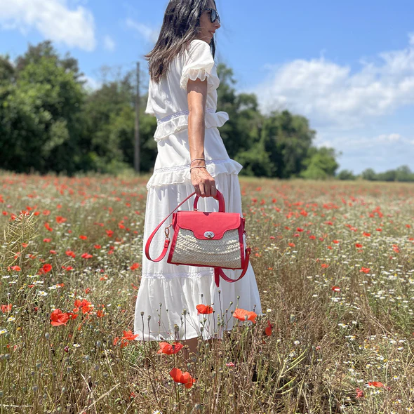 Rio Woven Palm and Leather Bag – Handmade Rectangular Summer