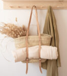 Moroccan Palm Leaf Tote with Natural Leather Handles