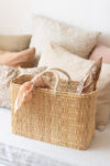 Handwoven Moroccan Rush Tote Basket – Rectangular Market Bag