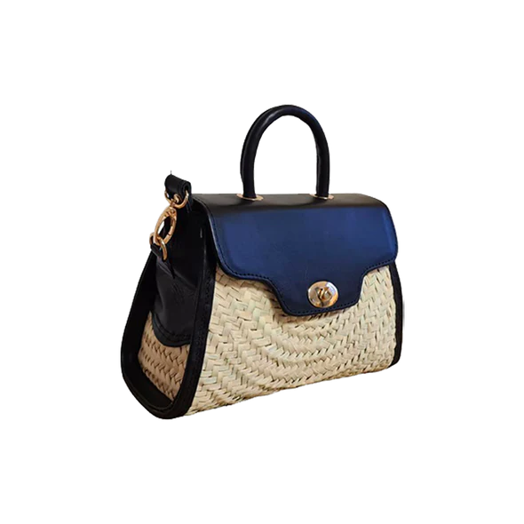 Rio Woven Palm and Leather Bag – Handmade Rectangular Summer