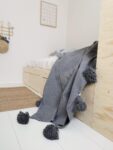 Pom Pom Wool Throw Blanket – Handwoven Moroccan Blanket