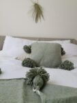 Pom Pom Wool Throw Blanket – Handwoven Moroccan Blanket