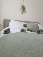 Pom Pom Wool Throw Blanket – Handwoven Moroccan Blanket