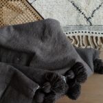 Pom Pom Wool Throw Blanket – Handwoven Moroccan Blanket